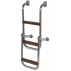 Stern mount foldable ladder with wood steps